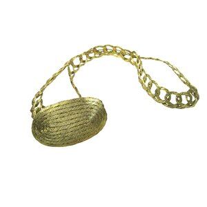 Vintage Gold Tone Woven Chain Link Belt Oval Adjustable Hollywood Glam 36 inch